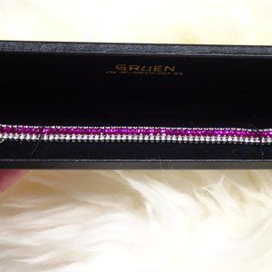 7" silver & crystal bracelet with ruby and white crystals.